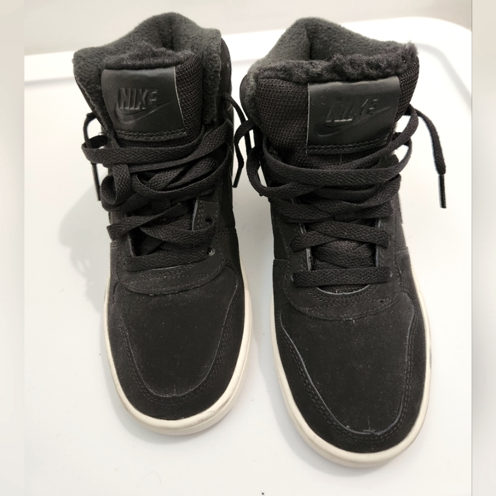 Nike Women's Ebernon Mid SE High-Top‎ Black/Black/Sail Suede Fleece Lined Size 5